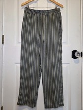 Vintage Sag Harbor Pull On Pants Striped M Petite Flowy Drawstring Beach Vacay