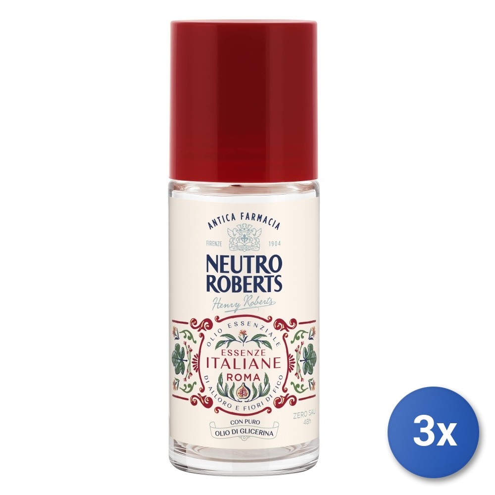 3X Roberts Roll-On Deodorant 50 ML. Italian Essences Rome