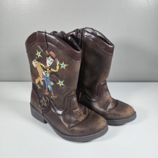 Disney Toy Story Woody Little Kids Youth - Size 10 Brown Zip Cowboy Boots