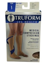 Truform 20-30 Below Knee Compression Stockings Open Toe Beige Sz 2XL 0865-2L NEW