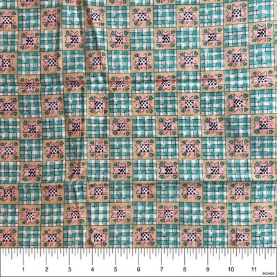 Folk Patchwork Style Design Cotton Fabric for Quilt, Craft, Sew | 35''