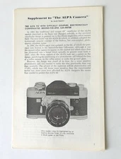 Alpa 9d and 9f Camera Supplement by Jacob Deschin