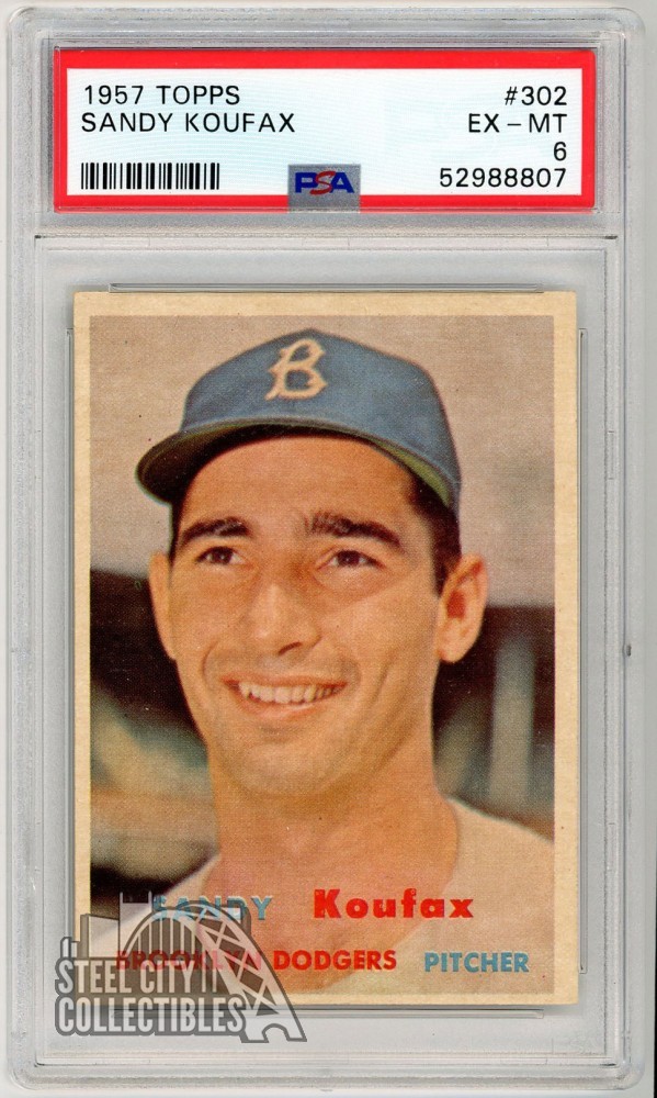Sandy Koufax 1957 Topps Card #302 PSA 6 EX-MT