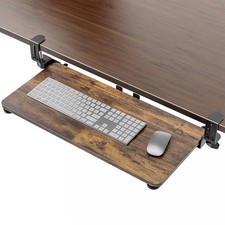 Large Keyboard Tray Under Desk Pull Out Adjustable CClamp 25.6x11.8 Inch Brown