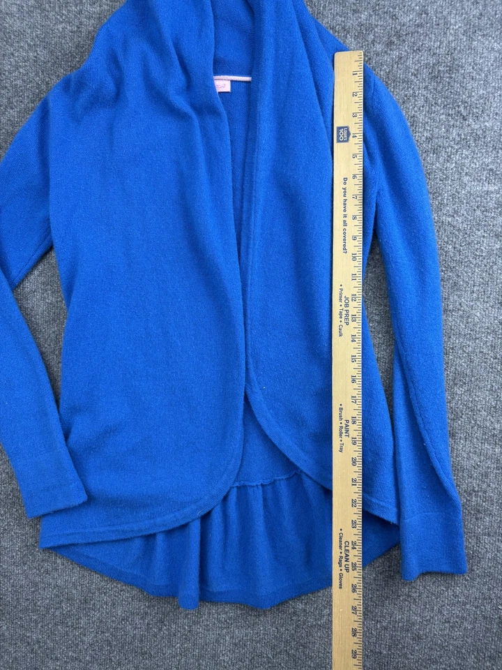 Suéter Lilly Pulitzer Mujer Pequeño Azul Cachemira Cárdigan con Capucha Volantes Dobladillo Foto 3 de 4