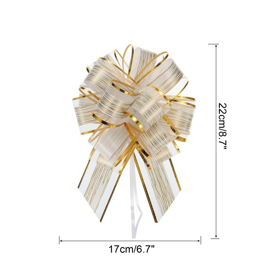 10pcs 7 Inch Large Pull Bow Gift Wrapping Bows Ribbon Organza Cream White - image 2 of 4
