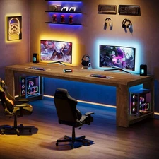 Two Person Desk, 86.6-Inch Extra Long Office Desk, Double Computer Writing Table