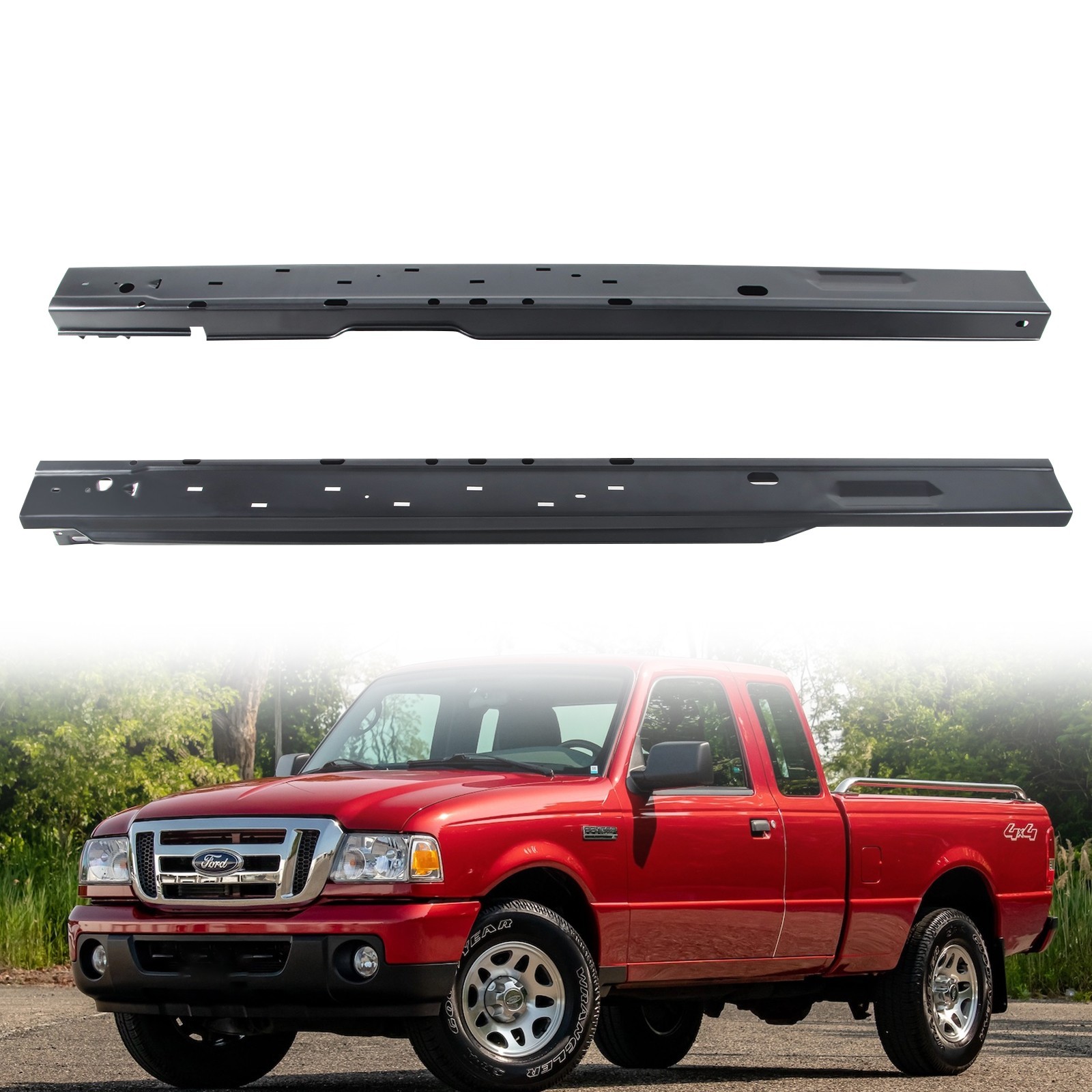 1Pair Rocker Panels Replace for 1993-2011 Ford Ranger 2 Dr Extended Cab Steel OE
