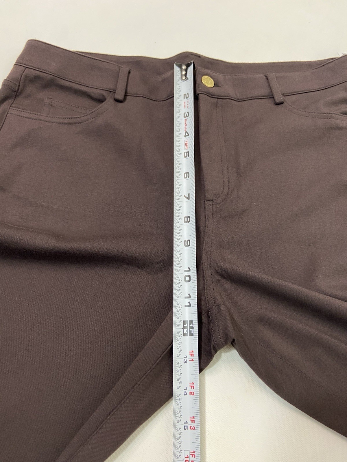 Michael Kors Womens Slim Ponte Knit Ankle Pant Size 14  Stretch Brown