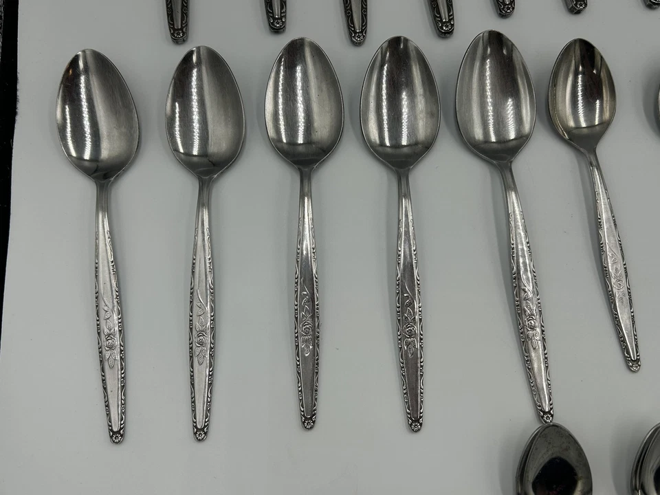 Juego de cubiertos Stlyecraft SY52 ROSA ÚNICA acero inoxidable Japón 27 piezas vintage Foto 4 de 4