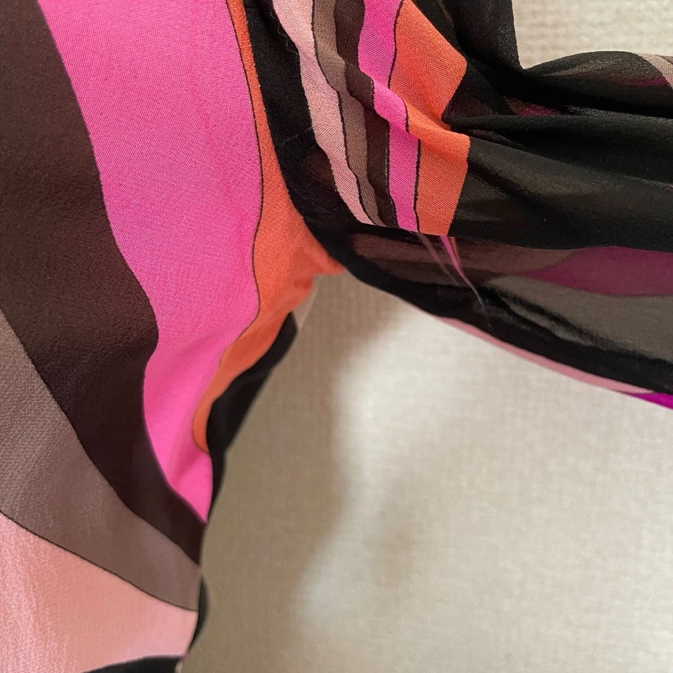 Emilio Pucci Vintage High Neck Long Sleeve Dress Pink Black Italy Rare - Image 4 of 4