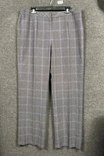Le Suit Gray Purple Plaid Dress Pants Womens 16 Straight Leg High Rise Casual 