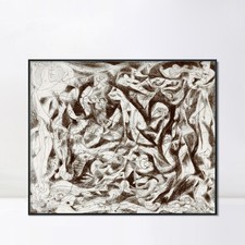 Framed Canvas Giclee Print Untitled 14 by Jackson Pollock Home Office Decor
