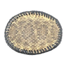 Vintage Rattlesnake Snake Skin Black Stitched Leather Belt Buckle 4" Oval