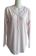 Gap Body Maternity Pale Pink Henley Top Long Sleeve Textured Super Soft New S