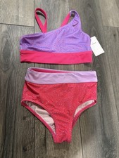 Girl's Large Nike Youth 2 Pc Asymmetrical Top High Waist Tankini Swimsuit New