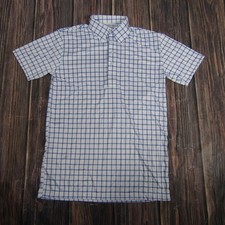 Collars  Co Polo Shirt Mens Small White Blue Dress Collar Short Sleeve Check
