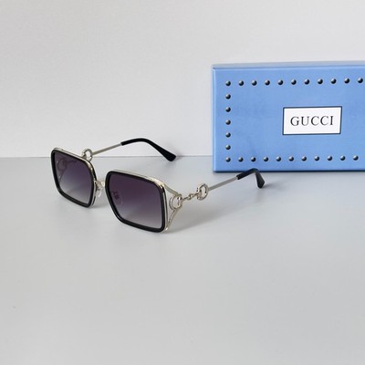 Gucci GG1675 Sunglasses Silver Frame Gray Gradient Lens With Box