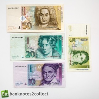 GERMANY: Set of 4 German Mark Banknotes.