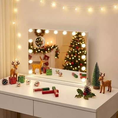 ELECWISH 23'' X 17'' LIGHTED VANITY MIRROR WITH STAND - 3-COLOR ADJUSTABLE - WHITE