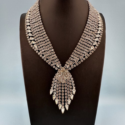 #ad Vintage Kramer NY Rhinestone Necklace Choker Collar Bib Fringe Runway Stunning $299.99