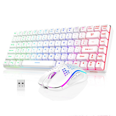 K84 Wireless Keyboard and Mouse Combo, Rainbow Backlit Rechargeable Battery, ...