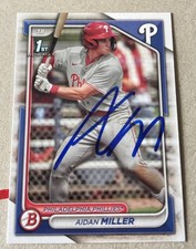 Aidan Miller Ip Signed 1st Bowman Paper 2024 Bowman Phillies #1 Prospect GTP