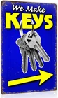 We Make Keys Vintage Tin Metal Signs Home Décor For Key Service Lovers, Garage