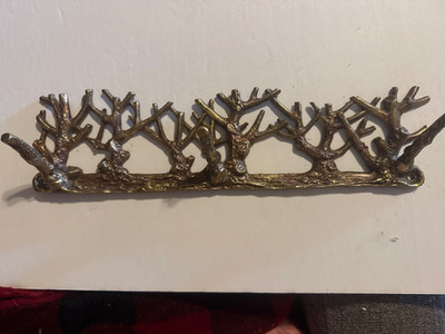 Brass Trees Branches 3 Hooks Hat Coat Keys Wall Mount Rack 12''