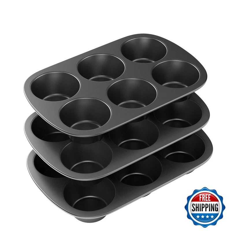 Tiawudi 3 Pack Nonstick Muffin Pan Carbon Steel Cupcake Pan Easy To Clean And