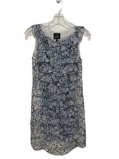 Adrianna Papell Blue Chiffon Ruffle Layered Sleeveless Midi Dress Size 6