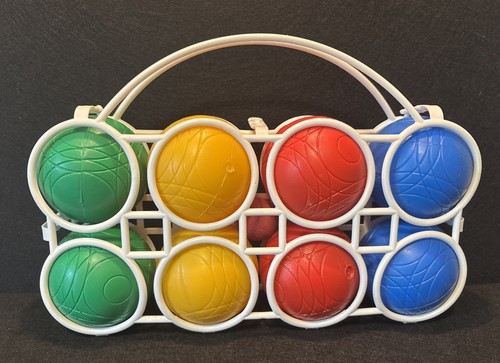 Juego completo de bolas de petanca Sportcraft vintage todo original a color, gato y estuche de transporte - Imagen 2 de 2