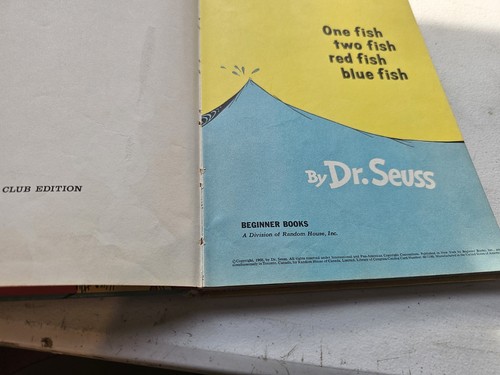 Vintage 1960 B-13 1st Edition Dr.Seuss One Fish Two Fish Red Fish Blue Fish - Picture 3 of 3