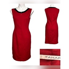 T Tahari dress 8 Red Sleeveless Sheath sleeveless knee length office fall church