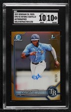2022 Bowman Chrome Prospect Gold Refractor 8/50 Estanli Castillo SGC 10 Auto ya6