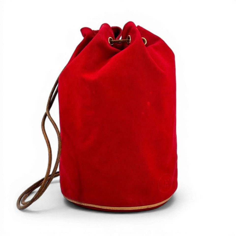 HERMES Canvas Leather Polochon Mimil PM Drawstring Shoulder Bag Auth Used japan View 2