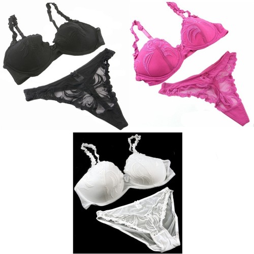Kik Padded Underwired Bra + Pants Set Pink + White + Black ~ Pick Colour