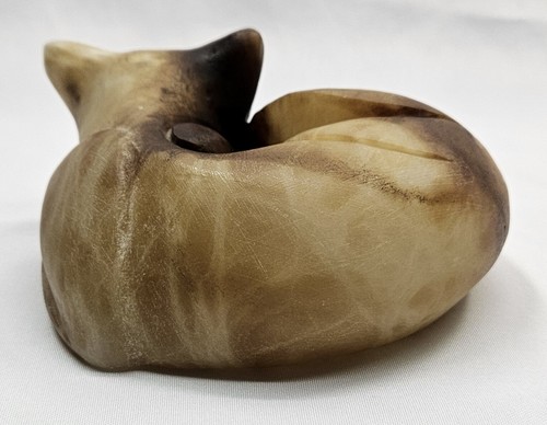 Vintage Genuine Alabaster Sleeping Cat Figurine Statue Hand Carved Made in Italy - Picture 10 of 16