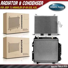 Radiator & AC Condenser Cooling Kit for Jeep TJ Wrangler 97-99 L4 2.5L L6 4.0L