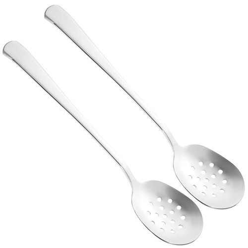 2PCS Small Dining Drain Metal Soup Spoon Tablespoon Colander Stainless Steel - Picture 10 of 12