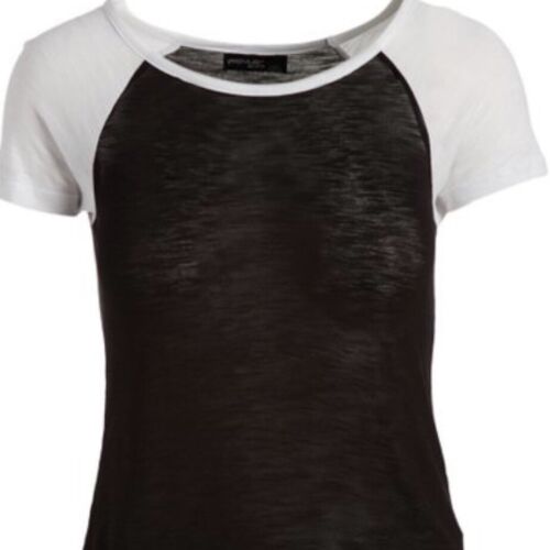 Popular Basics Women's Black White Short Sleeves Knit Top T-Shirt Size Large