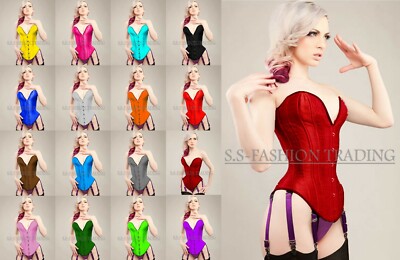 Steel Boned Heavy Duty Satin Overbust Waist Trainer Costume Women's Corset