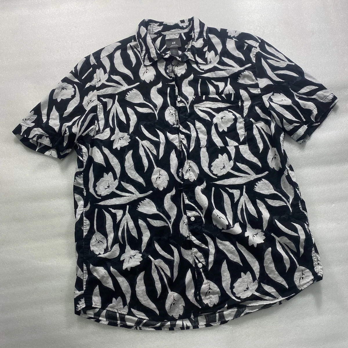 H&m black clearance button down shirt