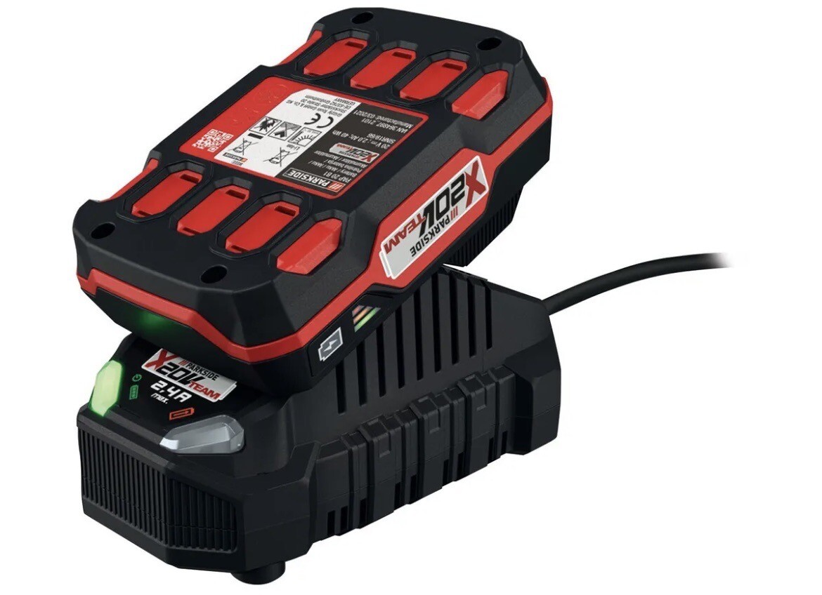 Batteria 2Ah 20V Parkside X20V Team (2020) + Caricatore Rapido 60 Min – Compatibile Con Tutti Gli Utensili Parkside 20V, Spegnimento Automatico