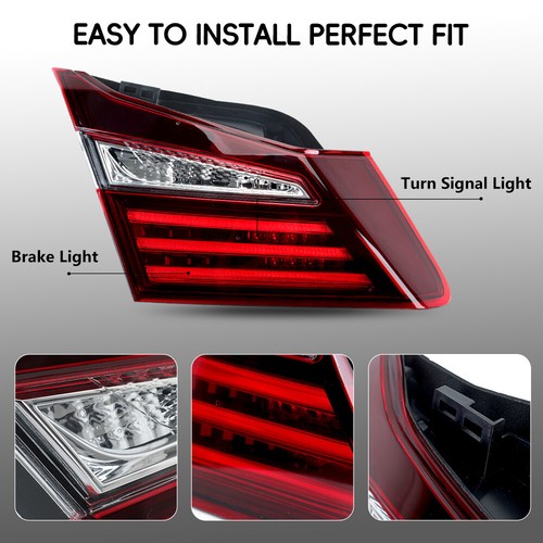 2 Tail Light Driver Inner Outer Tail Light For 2016-2017 Honda Accord Rear Brake - Picture 8 of 13