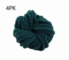 4PK Forest Green Chenille Chunky Yarn Jumbo Fluff Knit Blanket Crochet Amigurumi