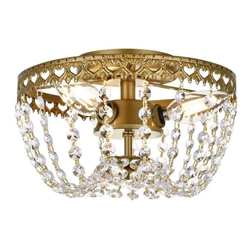 Elegant Lighting Kylie 10" Iron and Crystal Flush Mount in Brass - Picture 1 of 8