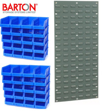 40 PLASTIC STORAGE BINS, LOUVRED PANEL (SB35) BOX SET LINBINS RED or BLUE - TC3