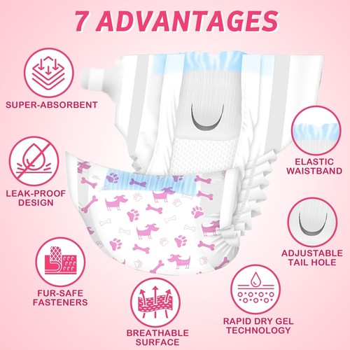 20 Soft Disposable Pet Diapers for Female Dogs - Perfect for All Life Stages - Picture 4 of 8