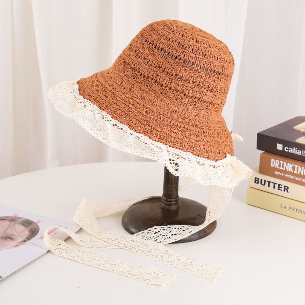 APL Cappello da sole pizzo fiocco scavato protezione UV cannuccia cappuccio estate